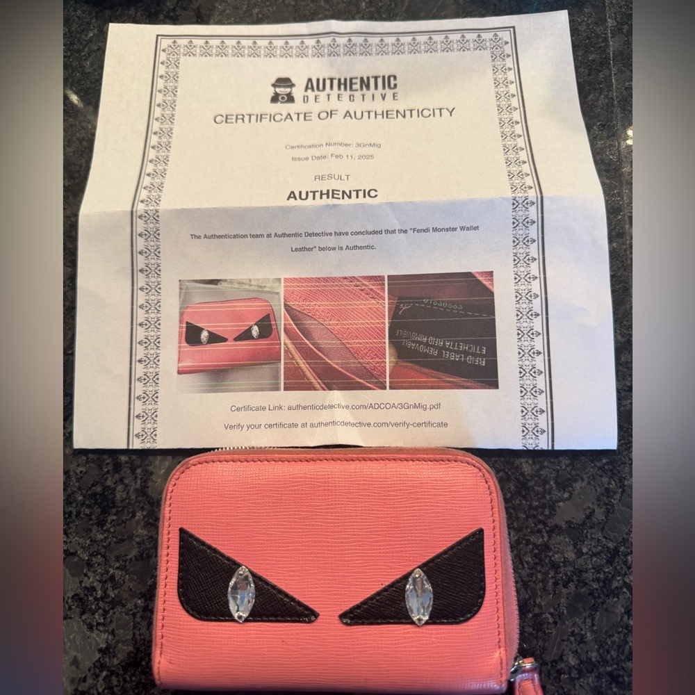 Fendi Monster Compact Wallet w COA🩷🩷🩷